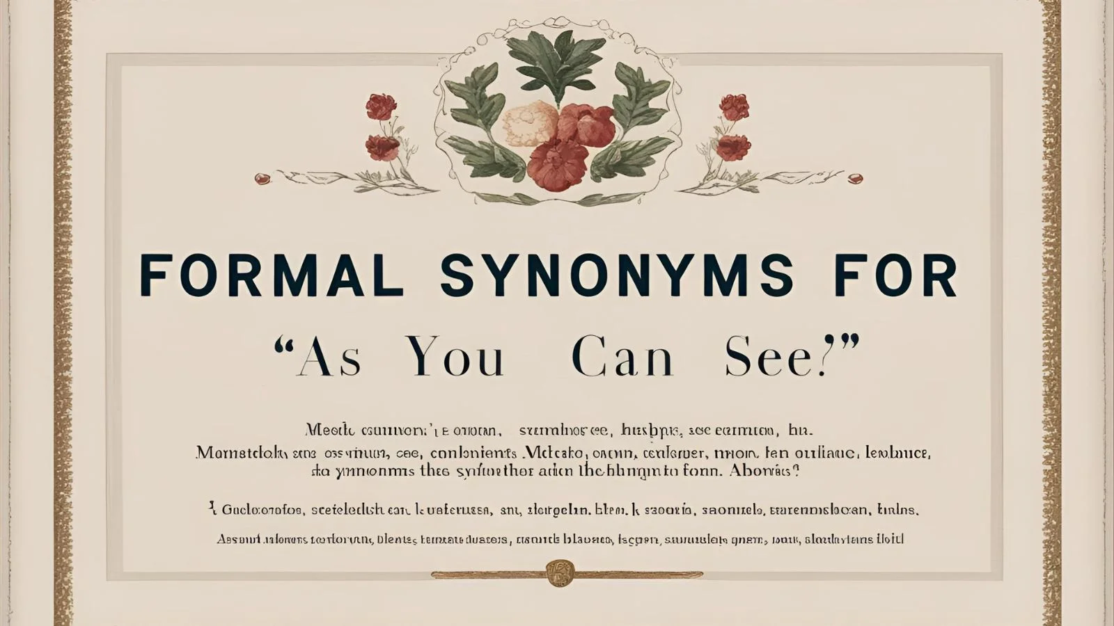 Formal Synonyms for “As You Can See”
